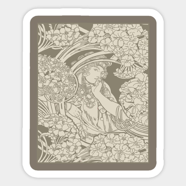 Mucha Lady (beige) Sticker by Soth Studio